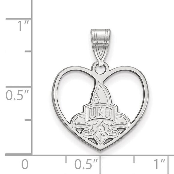 Sterling Silver U. of New Orleans Heart Pendant